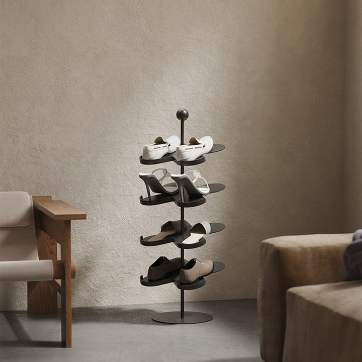 Modern Minimalist Cold-Rolled Steel Space-Saving Decorative Polygonal Plum Blossom-Shaped Shoe Storage 4/6 Tiers For Entryway