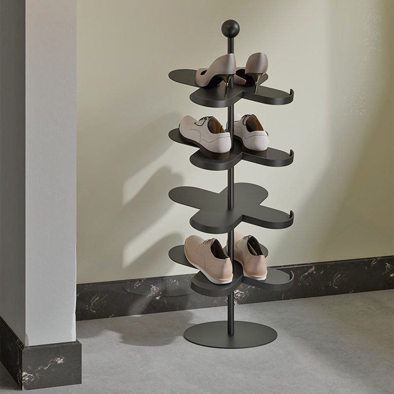 Modern Minimalist Cold-Rolled Steel Space-Saving Decorative Polygonal Plum Blossom-Shaped Shoe Storage 4/6 Tiers For Entryway