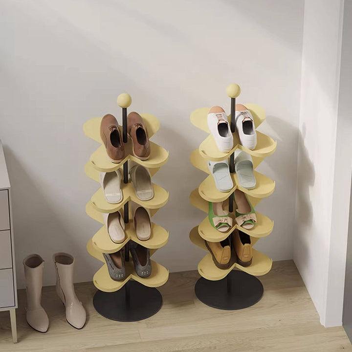 Modern Minimalist Cold-Rolled Steel Space-Saving Decorative Polygonal Plum Blossom-Shaped Shoe Storage 4/6 Tiers For Entryway