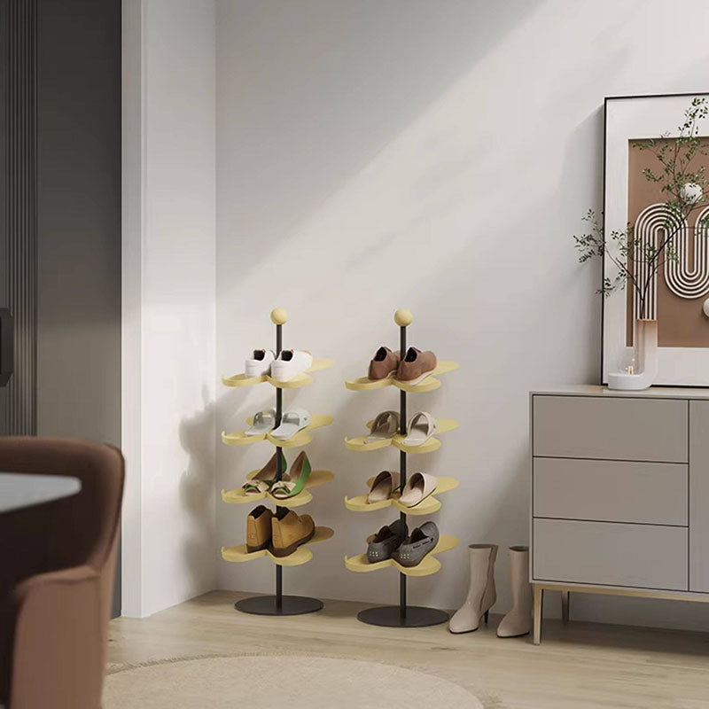 Modern Minimalist Cold-Rolled Steel Space-Saving Decorative Polygonal Plum Blossom-Shaped Shoe Storage 4/6 Tiers For Entryway