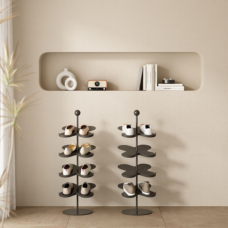 Modern Minimalist Cold-Rolled Steel Space-Saving Decorative Polygonal Plum Blossom-Shaped Shoe Storage 4/6 Tiers For Entryway