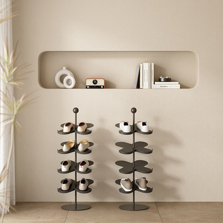 Modern Minimalist Cold-Rolled Steel Space-Saving Decorative Polygonal Plum Blossom-Shaped Shoe Storage 4/6 Tiers For Entryway