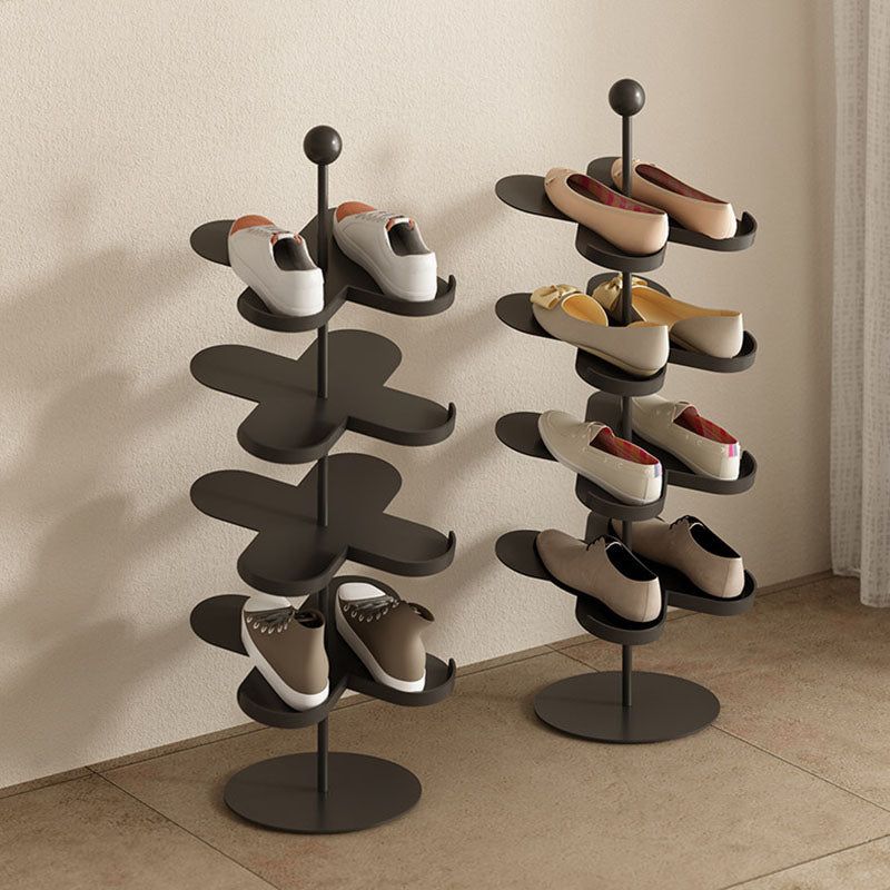 Modern Minimalist Cold-Rolled Steel Space-Saving Decorative Polygonal Plum Blossom-Shaped Shoe Storage 4/6 Tiers For Entryway