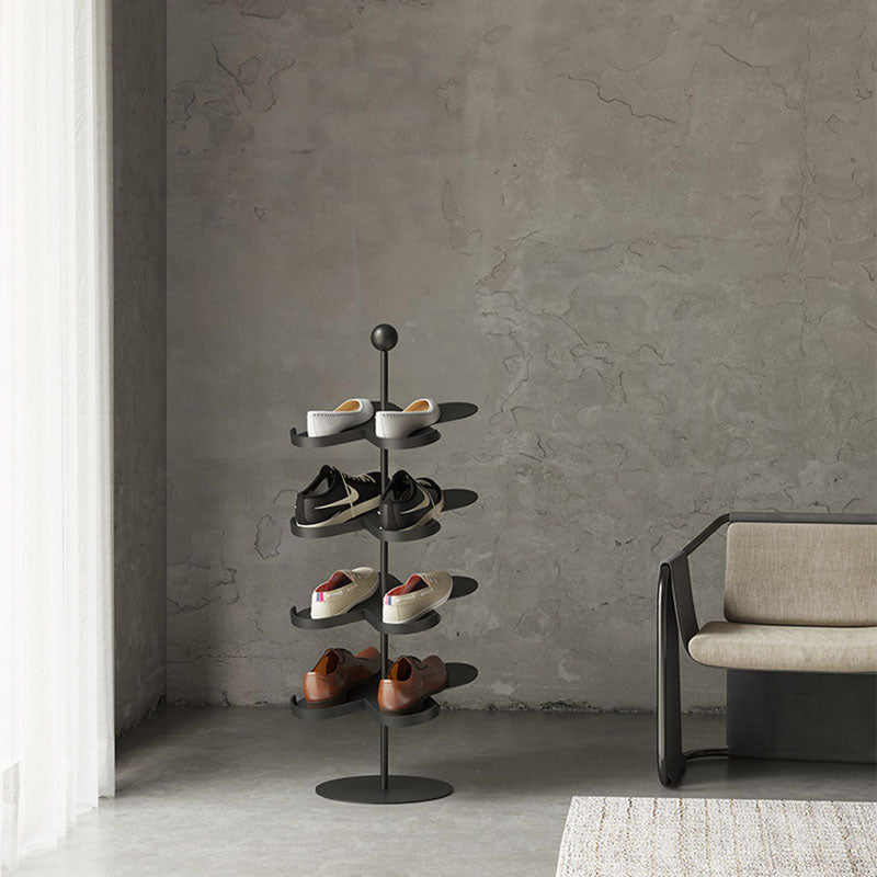 Modern Minimalist Cold-Rolled Steel Space-Saving Decorative Polygonal Plum Blossom-Shaped Shoe Storage 4/6 Tiers For Entryway
