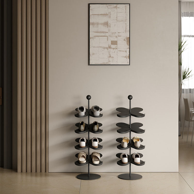 Modern Minimalist Cold-Rolled Steel Space-Saving Decorative Polygonal Plum Blossom-Shaped Shoe Storage 4/6 Tiers For Entryway