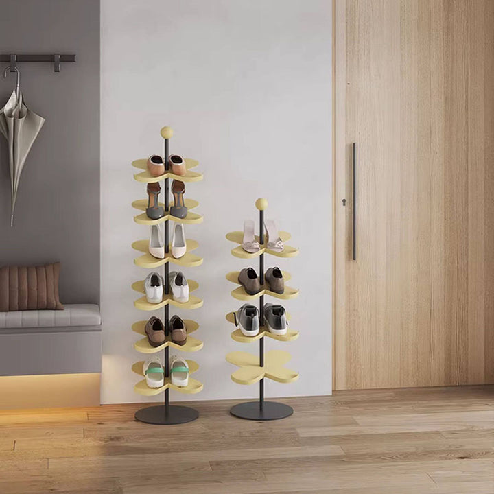 Modern Minimalist Cold-Rolled Steel Space-Saving Decorative Polygonal Plum Blossom-Shaped Shoe Storage 4/6 Tiers For Entryway