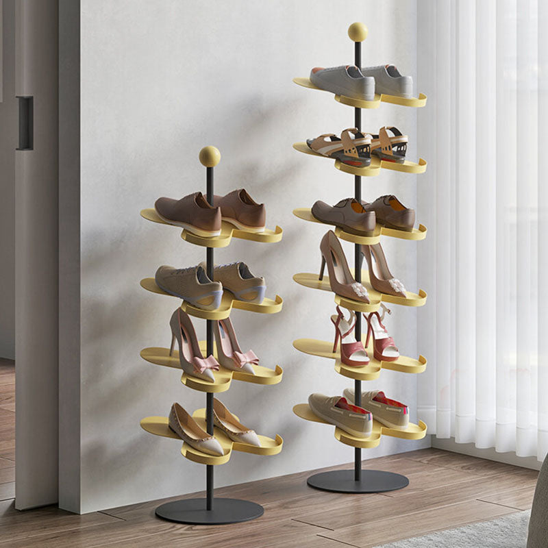Modern Minimalist Cold-Rolled Steel Space-Saving Decorative Polygonal Plum Blossom-Shaped Shoe Storage 4/6 Tiers For Entryway
