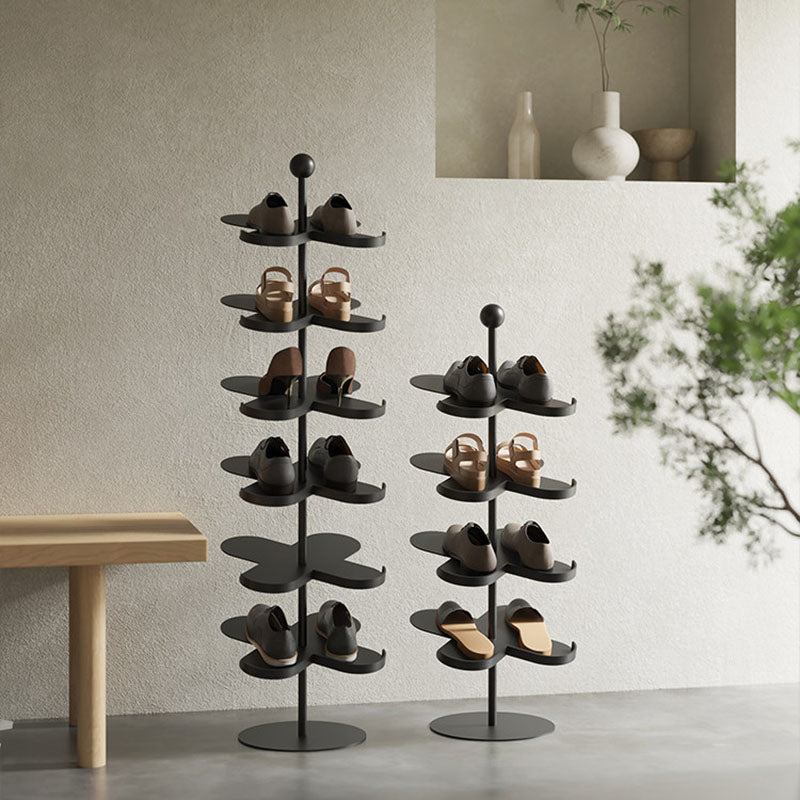Modern Minimalist Cold-Rolled Steel Space-Saving Decorative Polygonal Plum Blossom-Shaped Shoe Storage 4/6 Tiers For Entryway