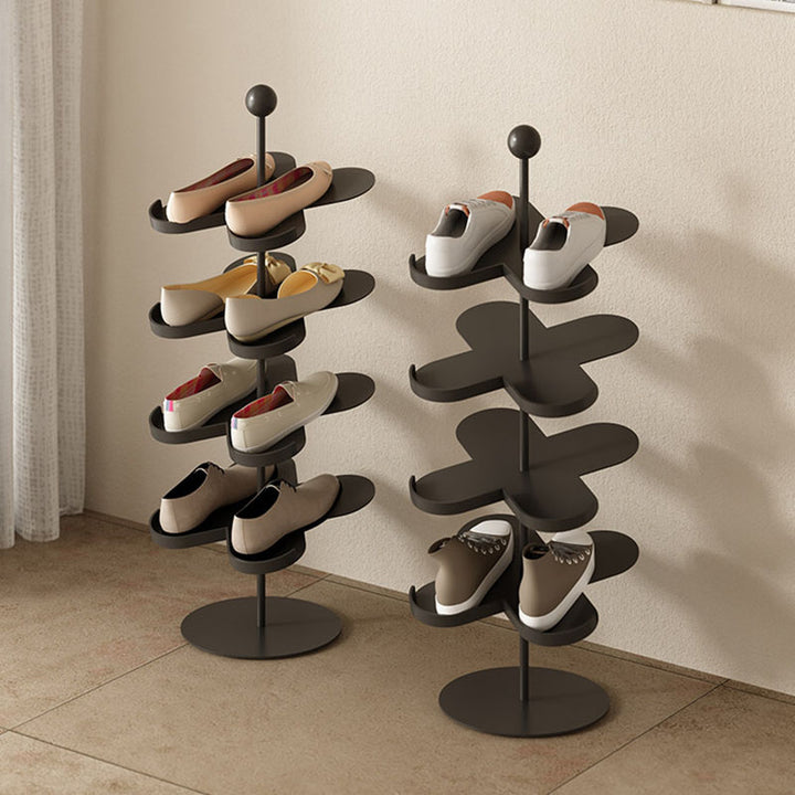 Modern Minimalist Cold-Rolled Steel Space-Saving Decorative Polygonal Plum Blossom-Shaped Shoe Storage 4/6 Tiers For Entryway