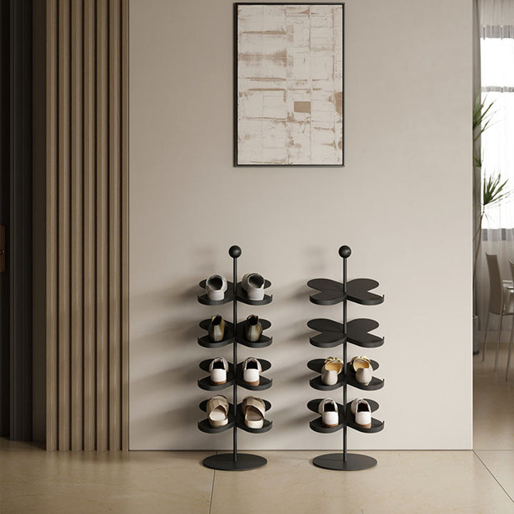 Modern Minimalist Cold-Rolled Steel Space-Saving Decorative Polygonal Plum Blossom-Shaped Shoe Storage 4/6 Tiers For Entryway