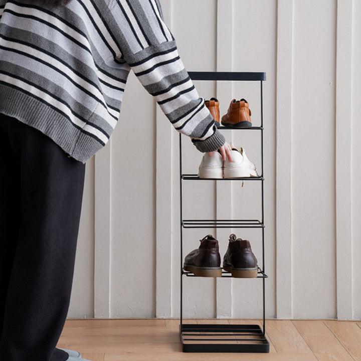 Modern Minimalist Iron Space-Saving Rectangular Shoe Storage 6-Tier For Entryways