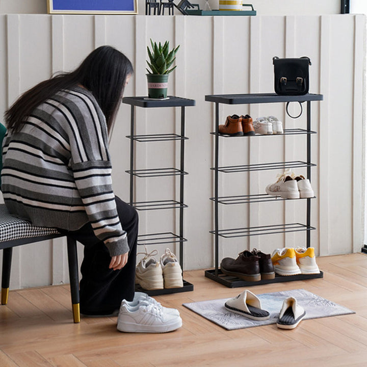 Modern Minimalist Iron Space-Saving Rectangular Shoe Storage 6-Tier For Entryways