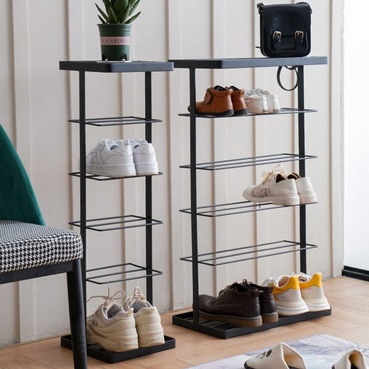 Modern Minimalist Iron Space-Saving Rectangular Shoe Storage 6-Tier For Entryways