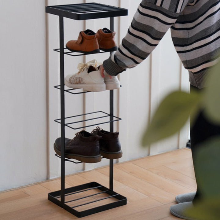 Modern Minimalist Iron Space-Saving Rectangular Shoe Storage 6-Tier For Entryways