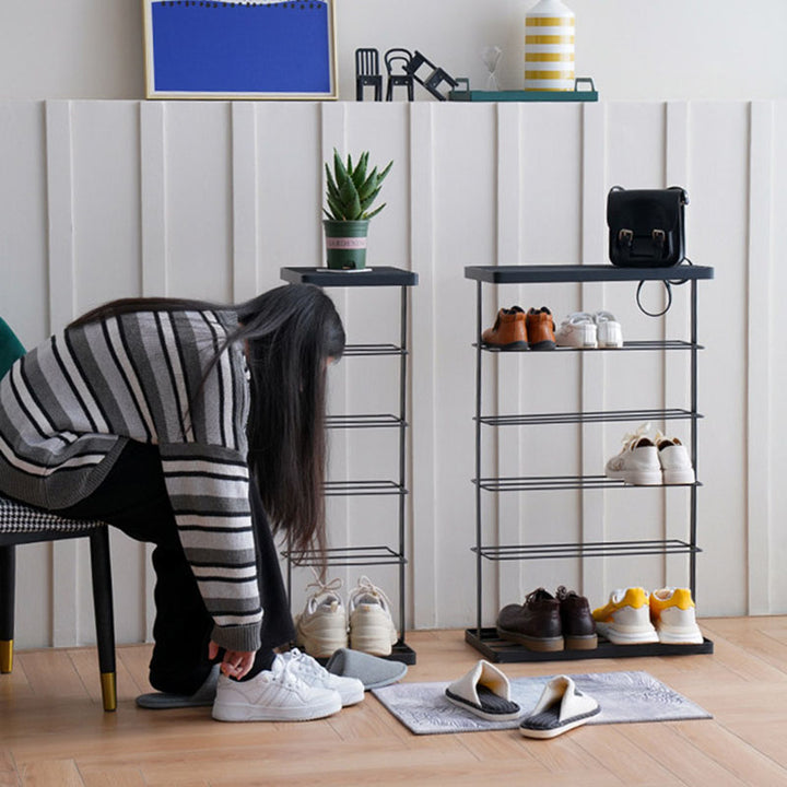 Modern Minimalist Iron Space-Saving Rectangular Shoe Storage 6-Tier For Entryways