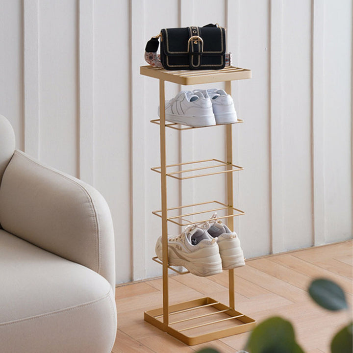 Modern Minimalist Iron Space-Saving Rectangular Shoe Storage 6-Tier For Entryways
