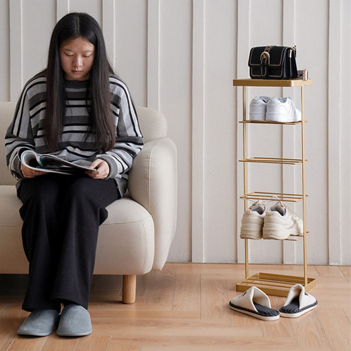 Modern Minimalist Iron Space-Saving Rectangular Shoe Storage 6-Tier For Entryways