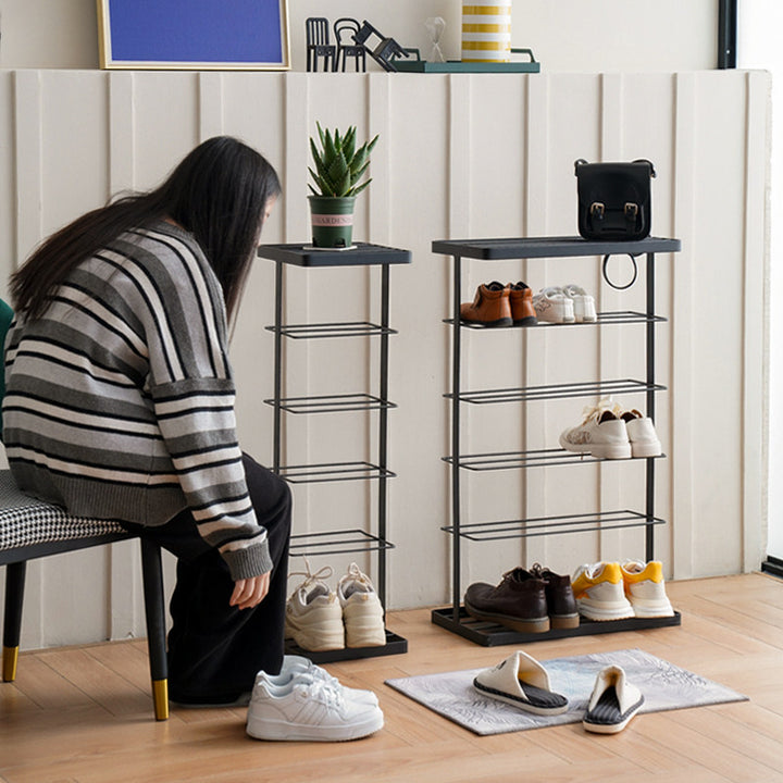 Modern Minimalist Iron Space-Saving Rectangular Shoe Storage 6-Tier For Entryways
