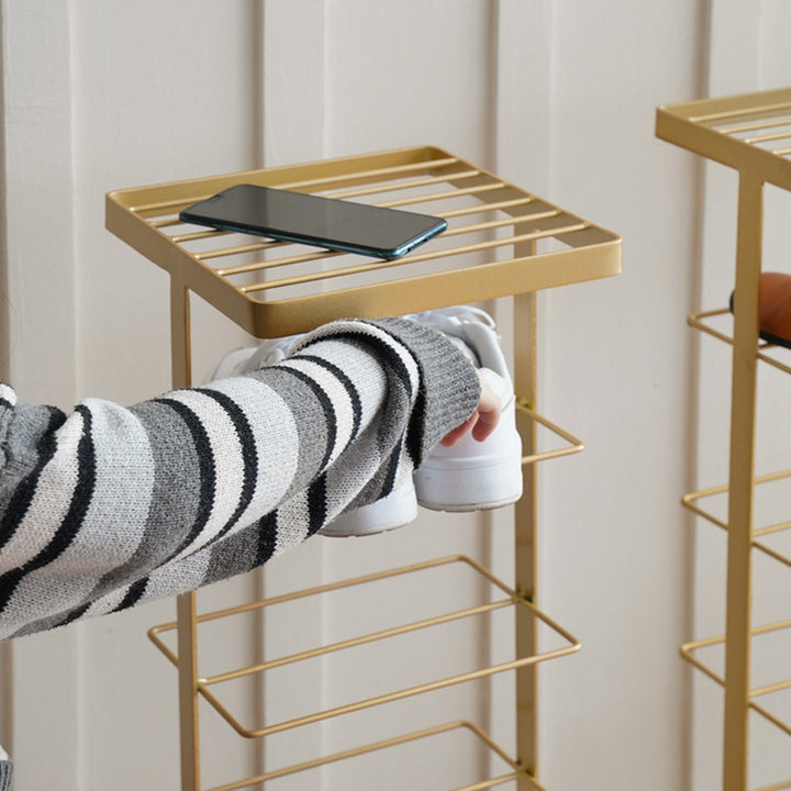 Modern Minimalist Iron Space-Saving Rectangular Shoe Storage 6-Tier For Entryways