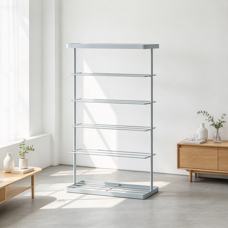 Modern Minimalist Iron Space-Saving Rectangular Shoe Storage 6-Tier For Entryways
