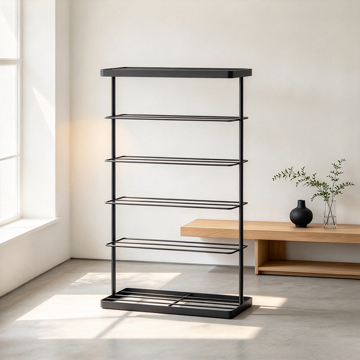 Modern Minimalist Iron Space-Saving Rectangular Shoe Storage 6-Tier For Entryways