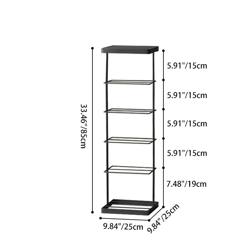 Modern Minimalist Iron Space-Saving Rectangular Shoe Storage 6-Tier For Entryways