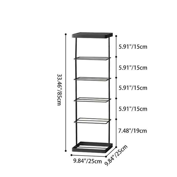 Modern Minimalist Iron Space-Saving Rectangular Shoe Storage 6-Tier For Entryways