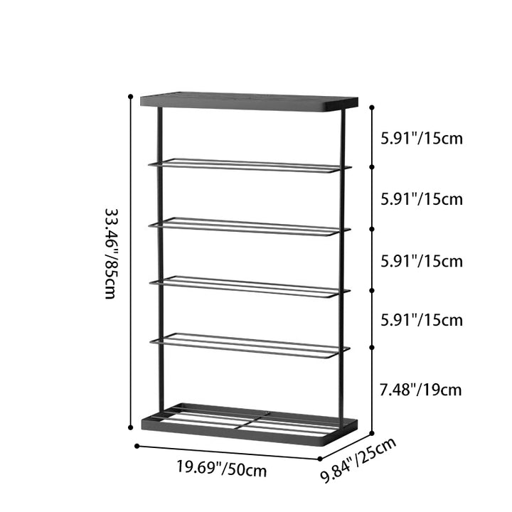 Modern Minimalist Iron Space-Saving Rectangular Shoe Storage 6-Tier For Entryways