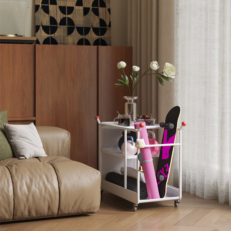 Modern Minimalist Cold-Rolled Steel Rotating Space-Saving Rectangular Storage Shelf 3-Tier For Living Room