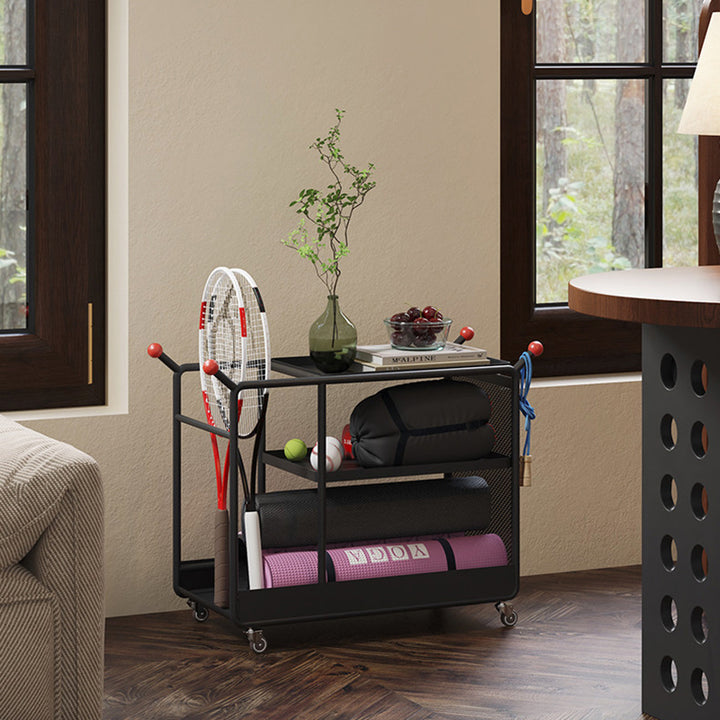 Modern Minimalist Cold-Rolled Steel Rotating Space-Saving Rectangular Storage Shelf 3-Tier For Living Room
