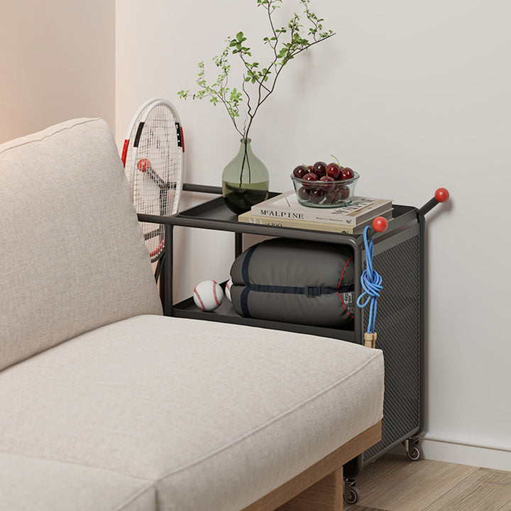 Modern Minimalist Cold-Rolled Steel Rotating Space-Saving Rectangular Storage Shelf 3-Tier For Living Room