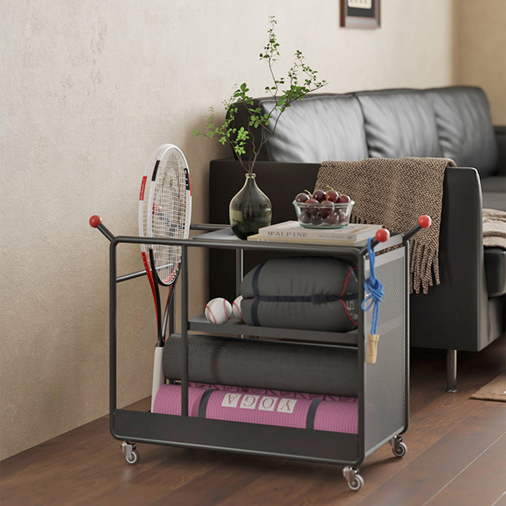 Modern Minimalist Cold-Rolled Steel Rotating Space-Saving Rectangular Storage Shelf 3-Tier For Living Room