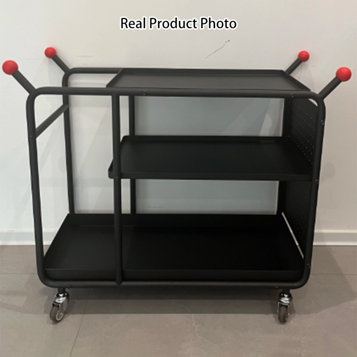 Modern Minimalist Cold-Rolled Steel Rotating Space-Saving Rectangular Storage Shelf 3-Tier For Living Room