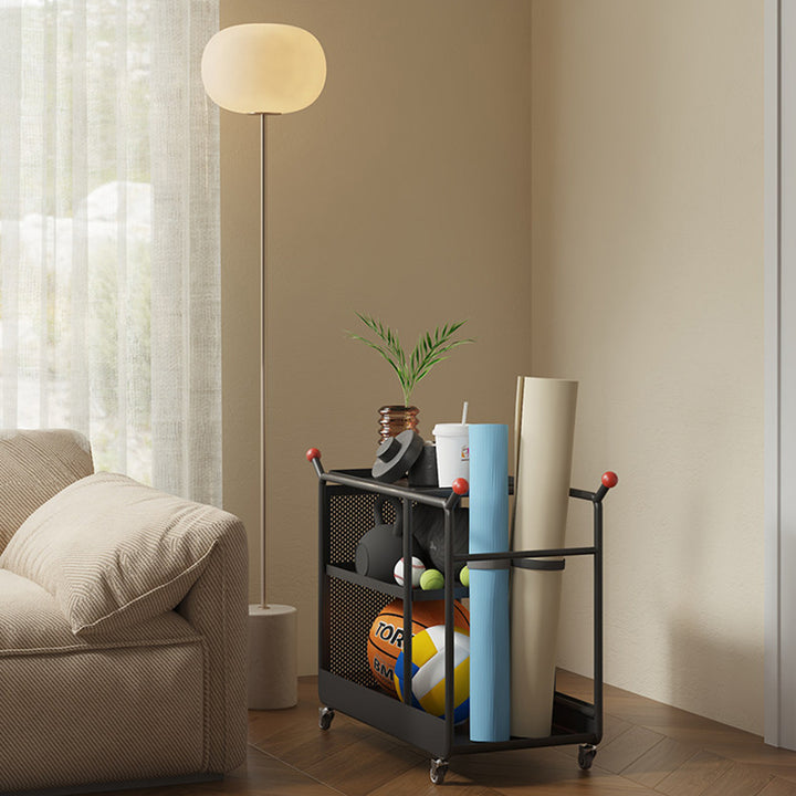 Modern Minimalist Cold-Rolled Steel Rotating Space-Saving Rectangular Storage Shelf 3-Tier For Living Room