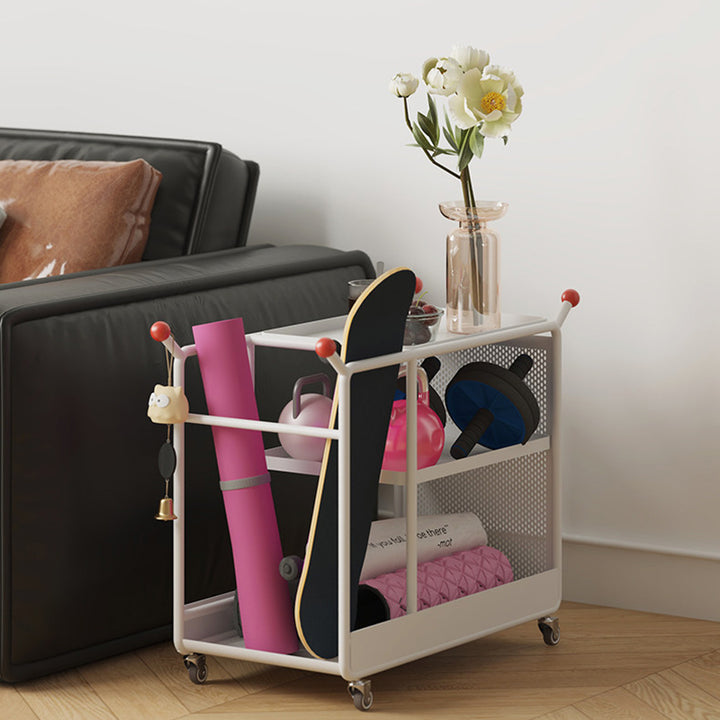 Modern Minimalist Cold-Rolled Steel Rotating Space-Saving Rectangular Storage Shelf 3-Tier For Living Room