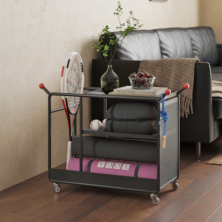 Modern Minimalist Cold-Rolled Steel Rotating Space-Saving Rectangular Storage Shelf 3-Tier For Living Room