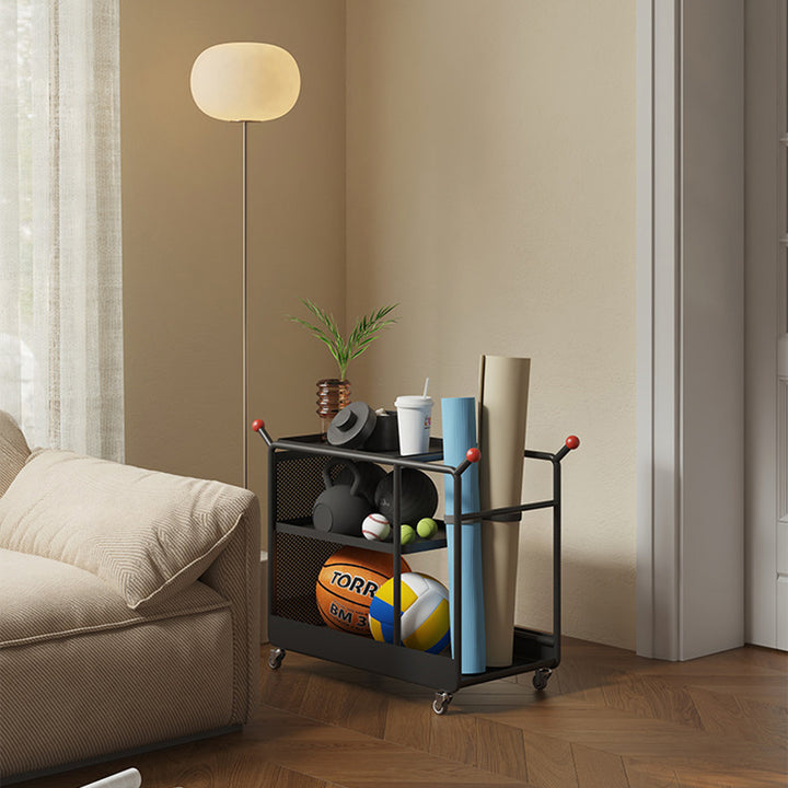 Modern Minimalist Cold-Rolled Steel Rotating Space-Saving Rectangular Storage Shelf 3-Tier For Living Room