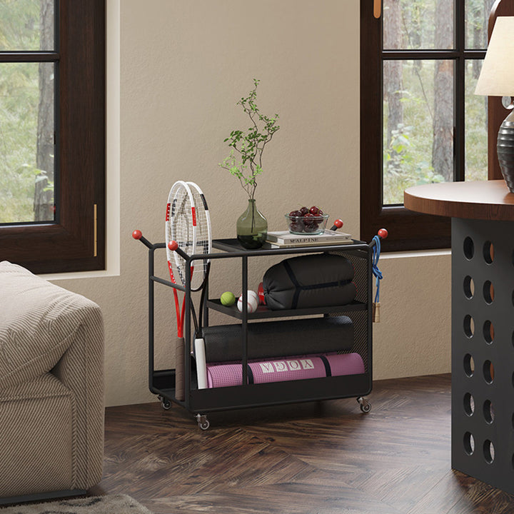 Modern Minimalist Cold-Rolled Steel Rotating Space-Saving Rectangular Storage Shelf 3-Tier For Living Room