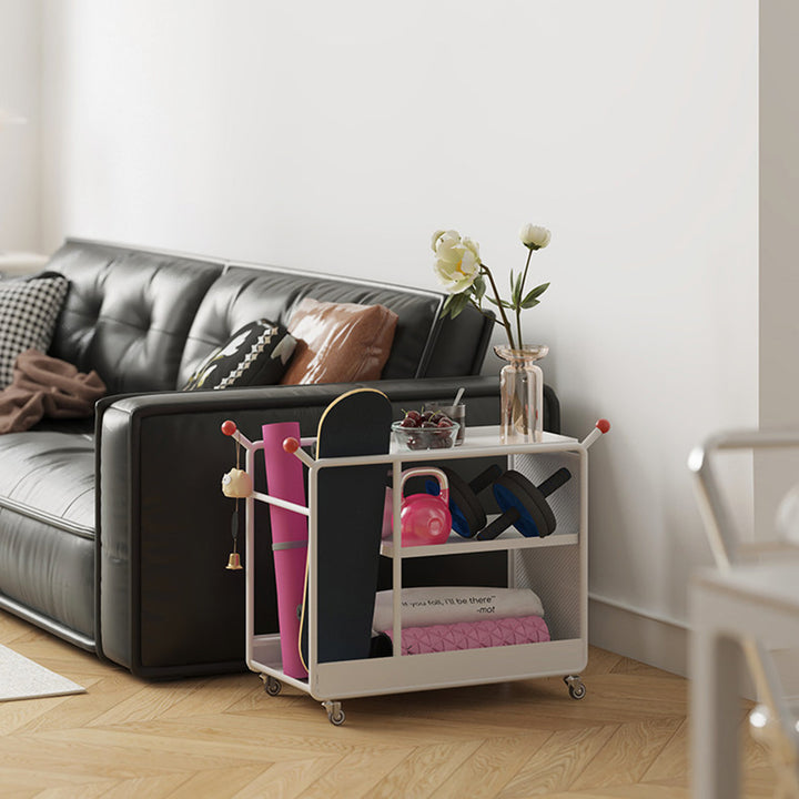 Modern Minimalist Cold-Rolled Steel Rotating Space-Saving Rectangular Storage Shelf 3-Tier For Living Room