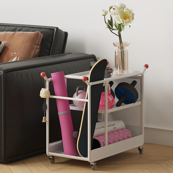 Modern Minimalist Cold-Rolled Steel Rotating Space-Saving Rectangular Storage Shelf 3-Tier For Living Room