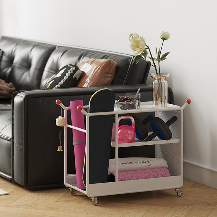 Modern Minimalist Cold-Rolled Steel Rotating Space-Saving Rectangular Storage Shelf 3-Tier For Living Room