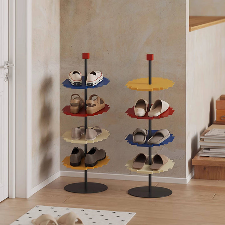 Modern Minimalist Iron Decorative Space-Saving Mosaic-Shaped Shoe Storage 4-Tier For Entryways