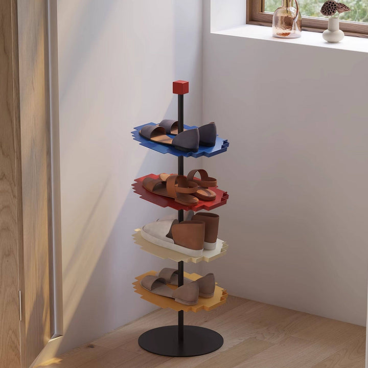 Modern Minimalist Iron Decorative Space-Saving Mosaic-Shaped Shoe Storage 4-Tier For Entryways