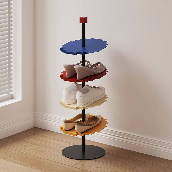 Modern Minimalist Iron Decorative Space-Saving Mosaic-Shaped Shoe Storage 4-Tier For Entryways
