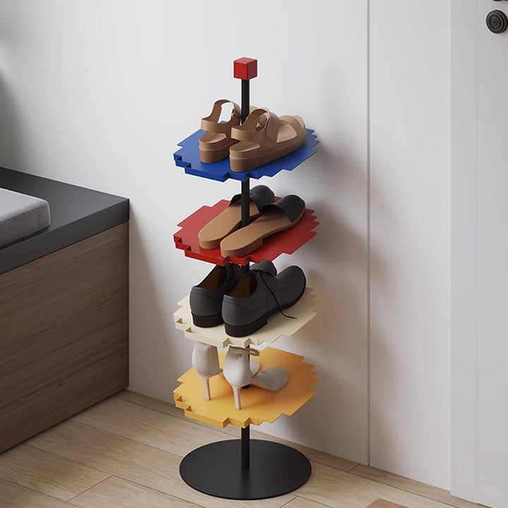 Modern Minimalist Iron Decorative Space-Saving Mosaic-Shaped Shoe Storage 4-Tier For Entryways
