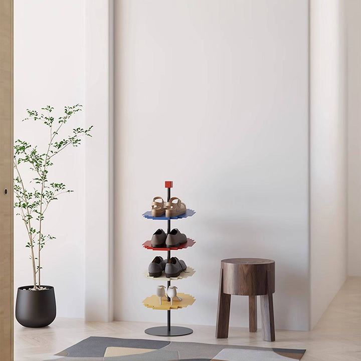 Modern Minimalist Iron Decorative Space-Saving Mosaic-Shaped Shoe Storage 4-Tier For Entryways
