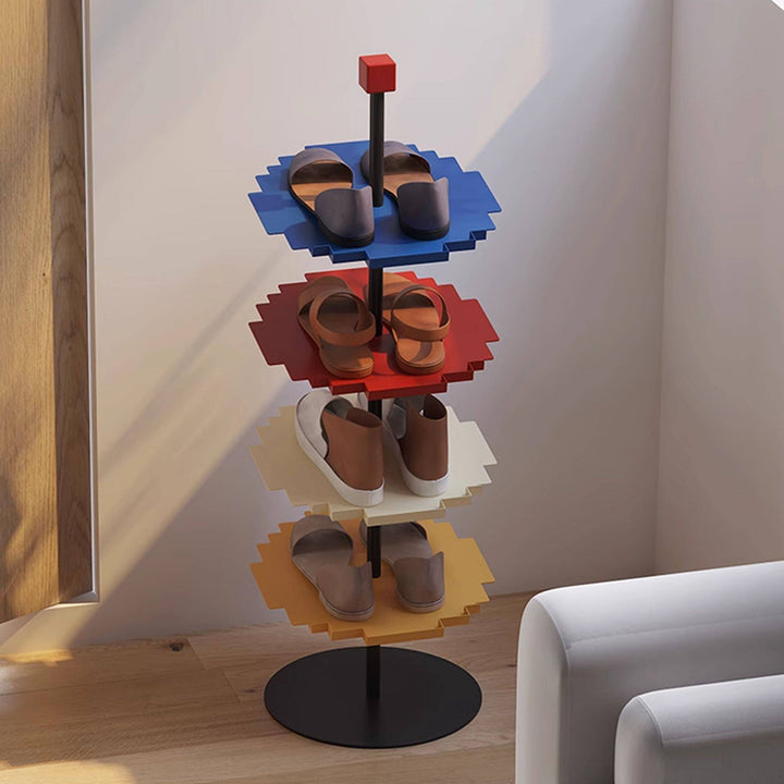Modern Minimalist Iron Decorative Space-Saving Mosaic-Shaped Shoe Storage 4-Tier For Entryways