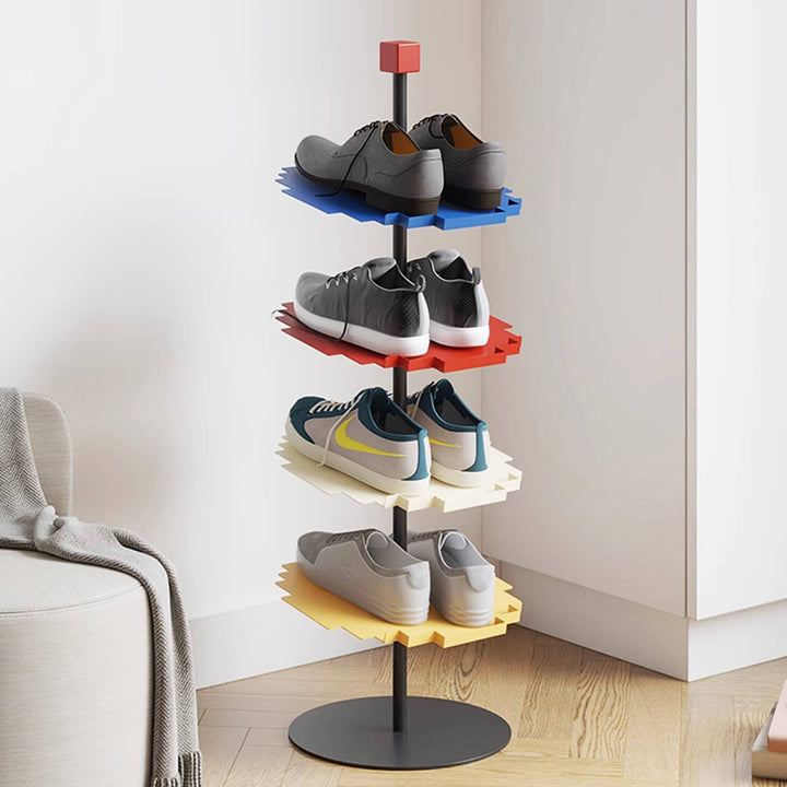 Modern Minimalist Iron Decorative Space-Saving Mosaic-Shaped Shoe Storage 4-Tier For Entryways