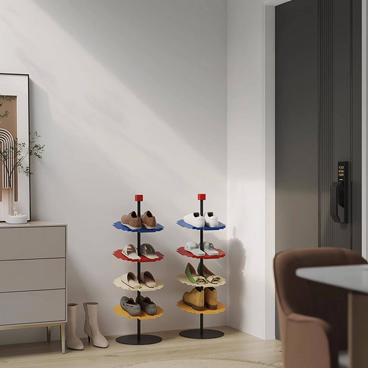 Modern Minimalist Iron Decorative Space-Saving Mosaic-Shaped Shoe Storage 4-Tier For Entryways