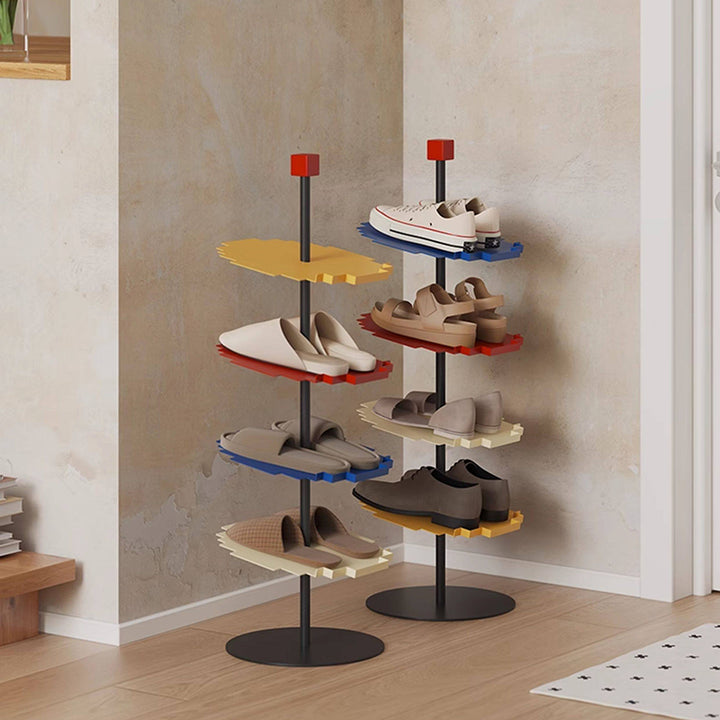 Modern Minimalist Iron Decorative Space-Saving Mosaic-Shaped Shoe Storage 4-Tier For Entryways